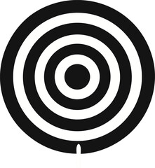 Concentric black and white circles forming a target pattern with a central bullseye and outer notches