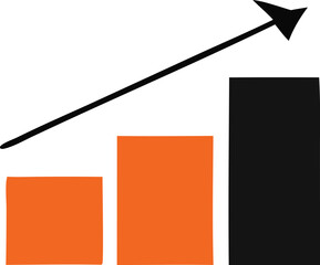 Visualizing upward growth and progress with a simple bar chart and ascending arrow symbolizing success