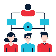 Obraz premium Social network concept vector illustration with people and business icons set