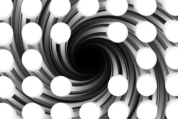 Black and white twist abstract background 3D render illustration