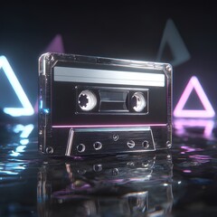 Retro Cassette with Neon Lights