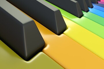 Colorful abstract background with piano keys 3D illustration