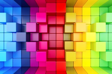 Colorful abstract background with boxes 3D illustration
