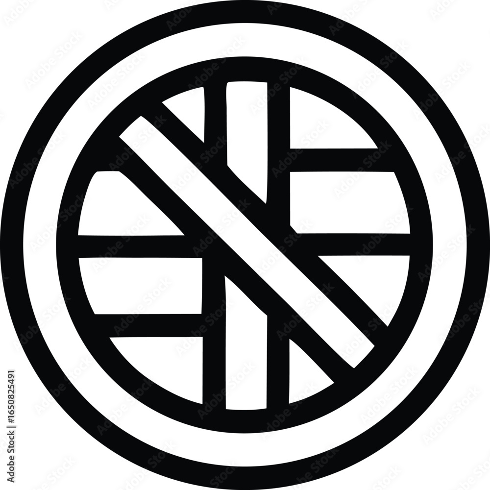 Poster geometric circular emblem featuring a stylized cross with diagonal lines and segmented quadrants wit