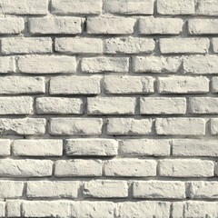 Fototapeta premium A detailed view of a textured brick wall. The bricks are painted in a consistent color and arranged in a traditional pattern.