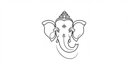 Fototapeta premium One-Line Art Drawing of Lord Ganesha