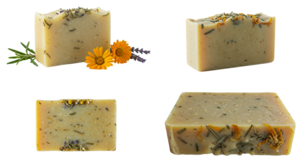Handmade soap with herbs and flowers on white background - Design without a name - 1  