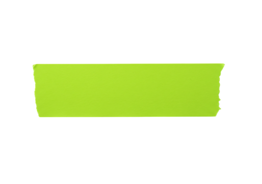 Lime green washi tape strip on transparent background