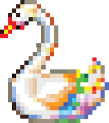 Icon of a Pixel Swan with an Elegant Neck