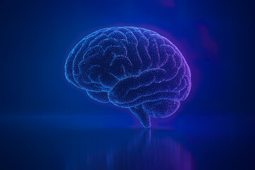 Futuristic Digital Brain Made of Glowing Dots with Gradient Lighting