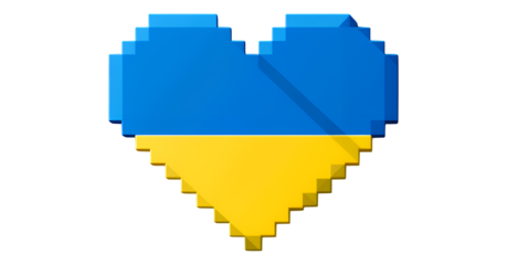 Pixelated Blue and Yellow Heart on Transparent Background, 3D Design Element for Digital Media