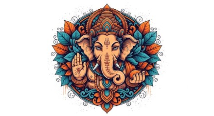 Fototapeta premium Intricate Mandala Artwork Featuring Lord Ganesha in Vibrant Colors