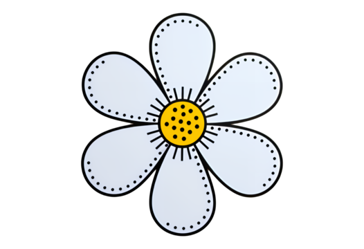 White Daisy Flower with Yellow Center, Transparent Background, Flat Design Element - Powered by Adobe