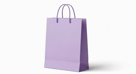 Blank Light Purple Gift Bag Mockup Isolated on White Background for Branding