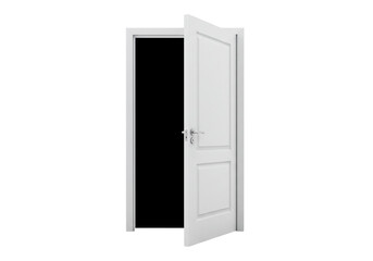 Open white door on transparent background