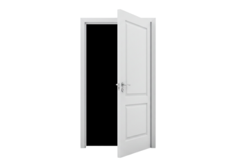 Open white door on transparent background