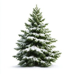 Fototapeta premium A snow-covered evergreen tree, symbolizing the winter season's charm and holiday festivities