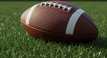 Obraz premium Football with Morning Dew on Grass