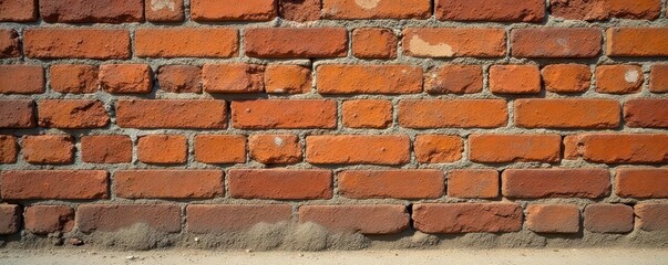 Obraz premium Sun-bleached brick wall, crumbling mortar, reveals aged textures , historical, detail