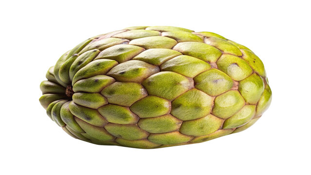 Close up of a sugar apple fruit, isolated on a white background
