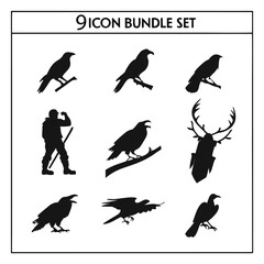 9 Silhouette Vector Bundle Set | Black Minimal Icons Pack | High-Resolution Design Assets