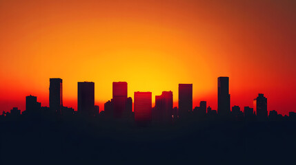 Cityscape Silhouette at Sunset