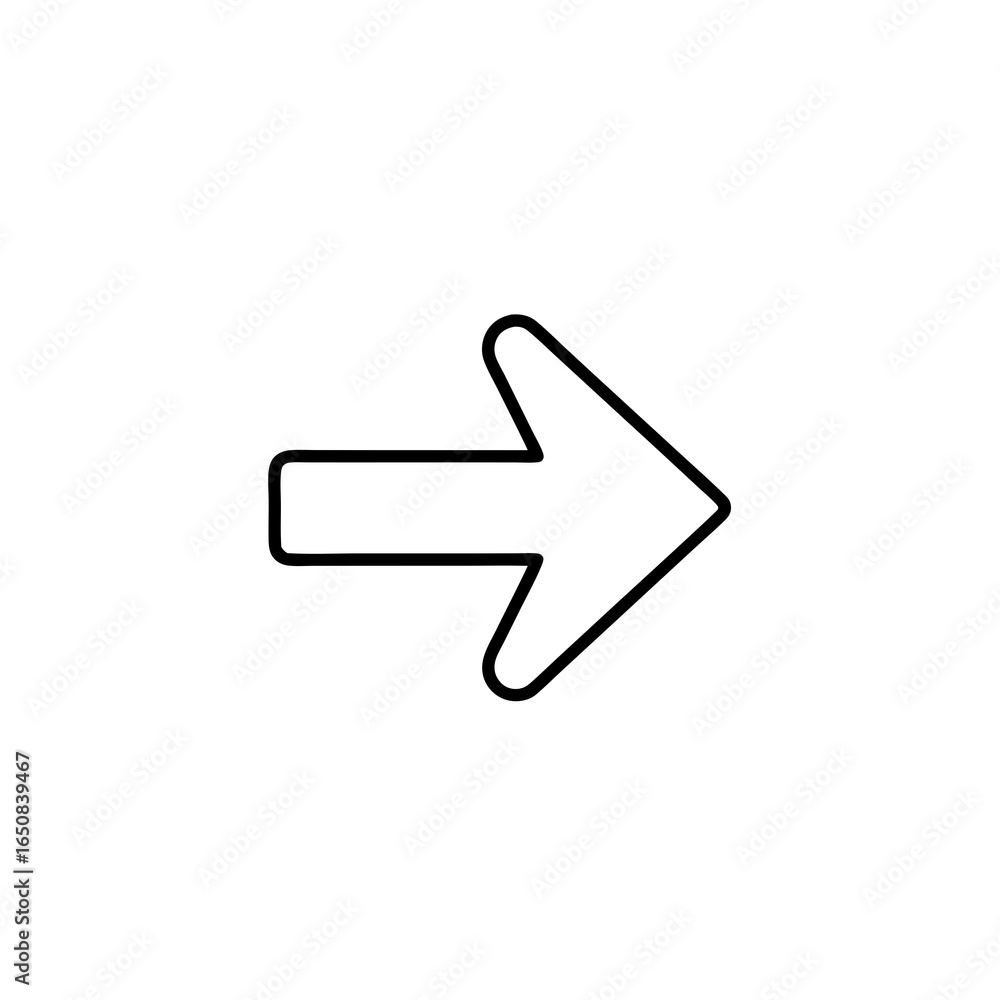 Aufkleber simple arrow icon pointing to the right for navigation or design purposes with clean lines and a min