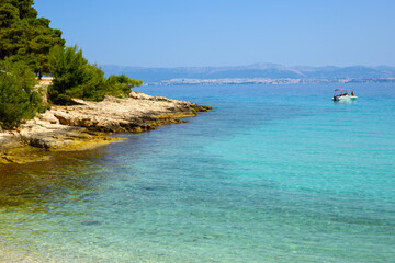 Naklejka premium Likva Bay with a beautiful pebble beach located near Sutivan on the island of Brac. Croatia