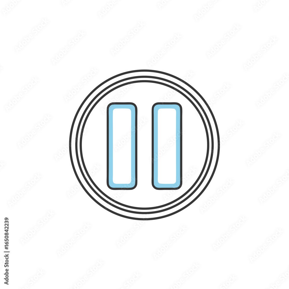 Poster minimalist pause symbol illustration on clean white background depicting restraint and interruption1