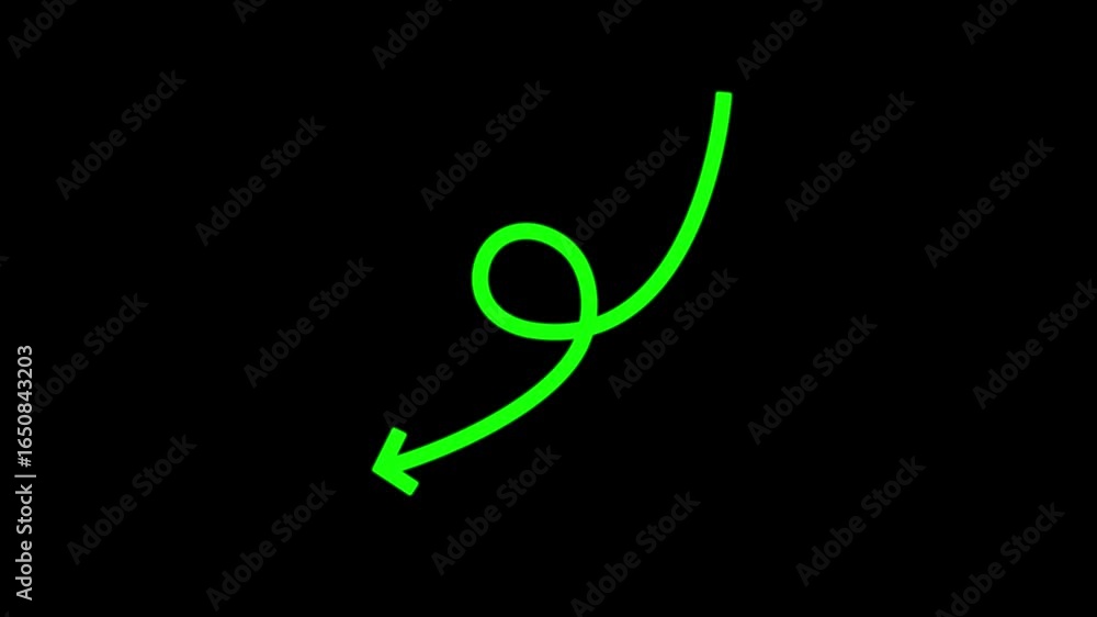 Aufkleber scrolling down green arrow animation,minimalist hand drawn arrow element,simple line art pointer ani