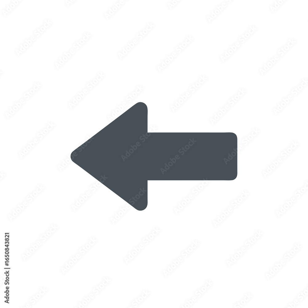 Poster isolated gray arrow symbol pointing left on a white background for interface navigation guidance