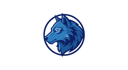 Dynamic blue wolf head emblem symbolizing strength, leadership, and fierce determination for modern brands