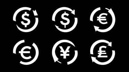 Currency Exchange Symbols Representing Global Financial Transactions in a Modern Design With Simple Monochromatic Elements
