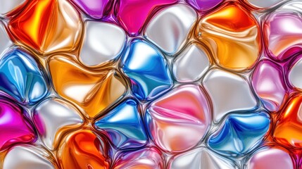 Iridescent Mosaic: A Stunning Abstract of Colorful Metallic Reflections and Shapes