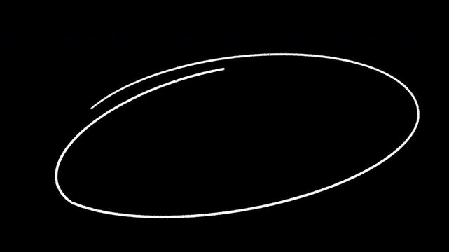 Oval Scribble Animation &ndash; Hand Drawn Doodle Sketch Ellipse with Transparent Background
