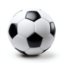 Naklejka premium A close-up shot of a classic soccer ball. The ball is made of white and black panels