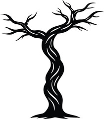 twisted tree trunk silhouette vector illustration
