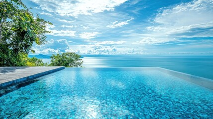A five-star resort infinity pool overlooking the ocean