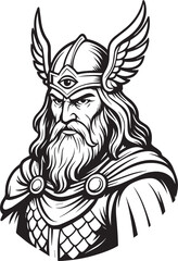 Obraz premium Tattoo design of a Heimdal with a winged helmet