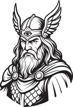 Tattoo design of a Heimdal with a winged helmet