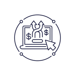 Cross-selling icon with a laptop in line design