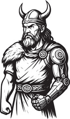 Tattoo design of a Tyr with cyborg arm