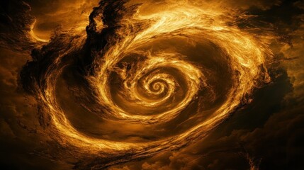 Fiery Abstract Swirl: A Captivating Display of Golden Energy and Dynamic Motion