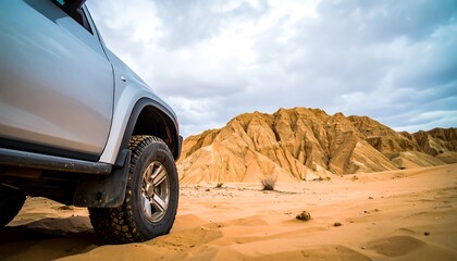 SUV in desert landscape