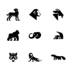 Set of Animal Silhouette Vector Icons