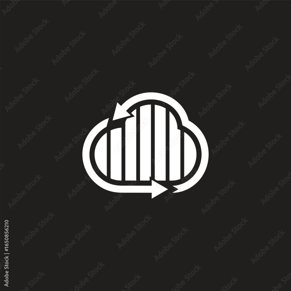 Poster cloud rotate arrow synchronized symbol geometric design vector