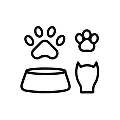 Simple line art icons representing pet care and companionship