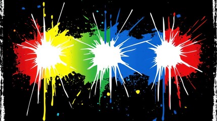 Colorful Paint Splatter Design on Black Background Creates an Artistic Effect