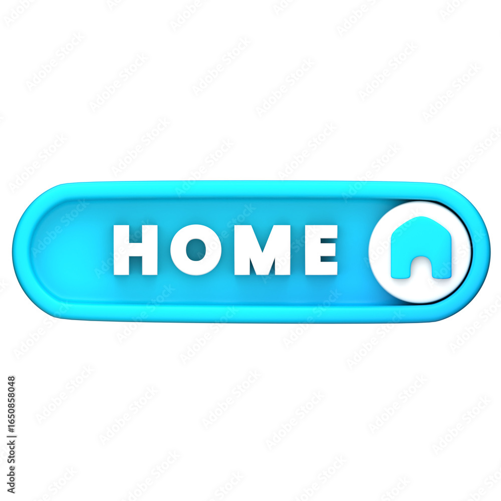 Fototapete a 3d rendered blue navigation button with the word home and a house icon, designed for website or ap