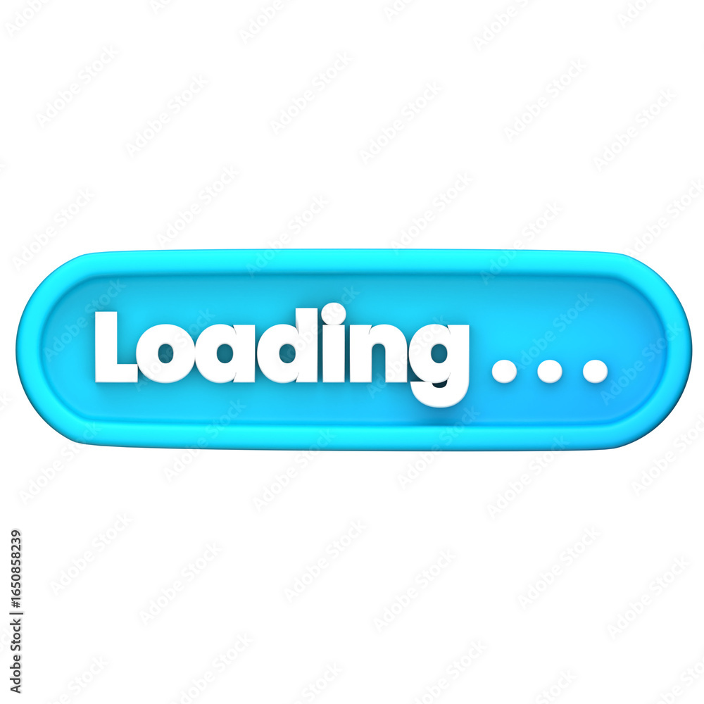 Fototapete 3d blue loading button with white text and ellipsis, isolated on a white background. user interface 